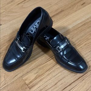 Calvin Klein Men's Black Leather Slip-On Loafers